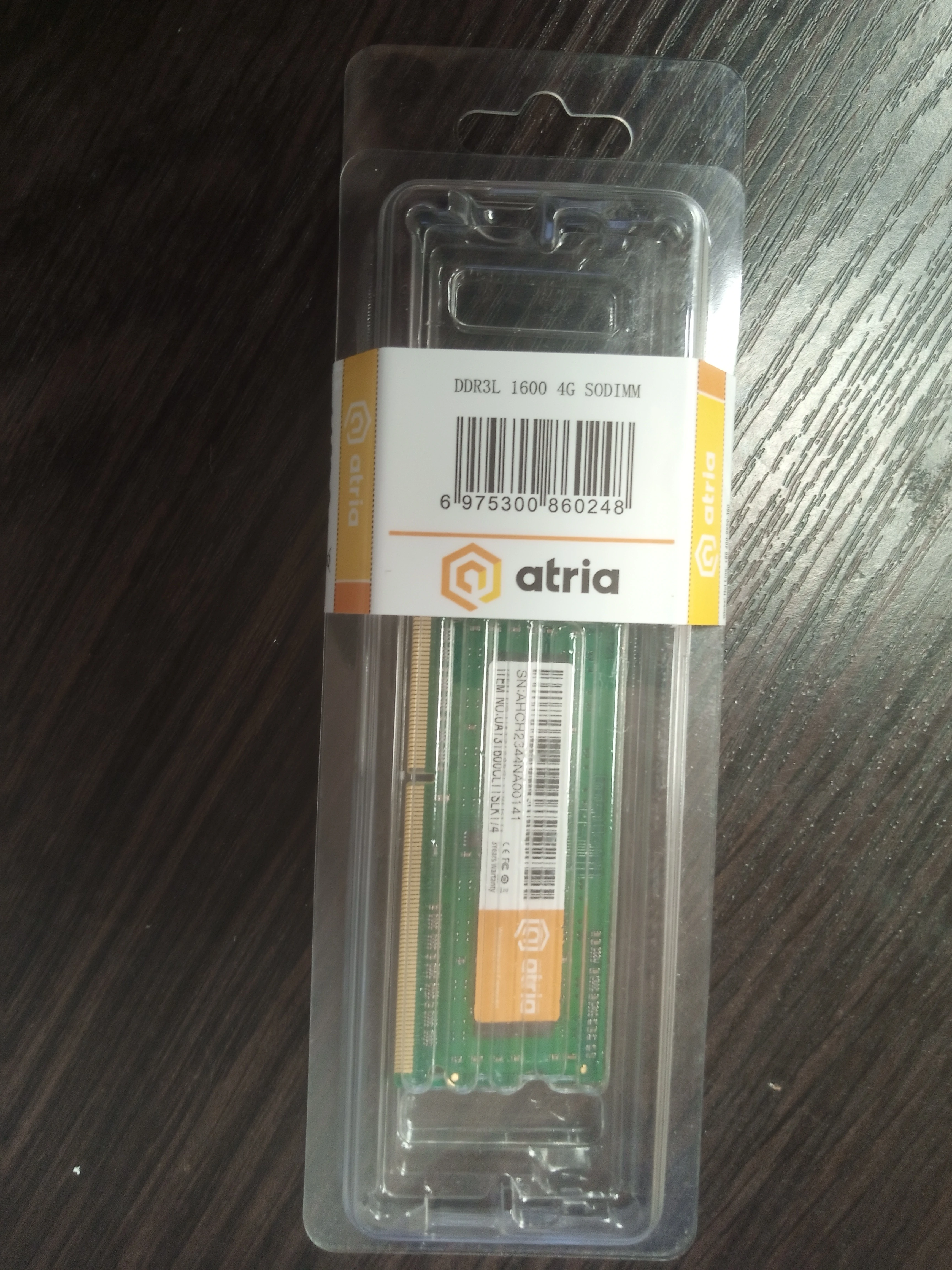 Тестова картка модуля пам’яті Atria DDR3 4GB 1600MHz