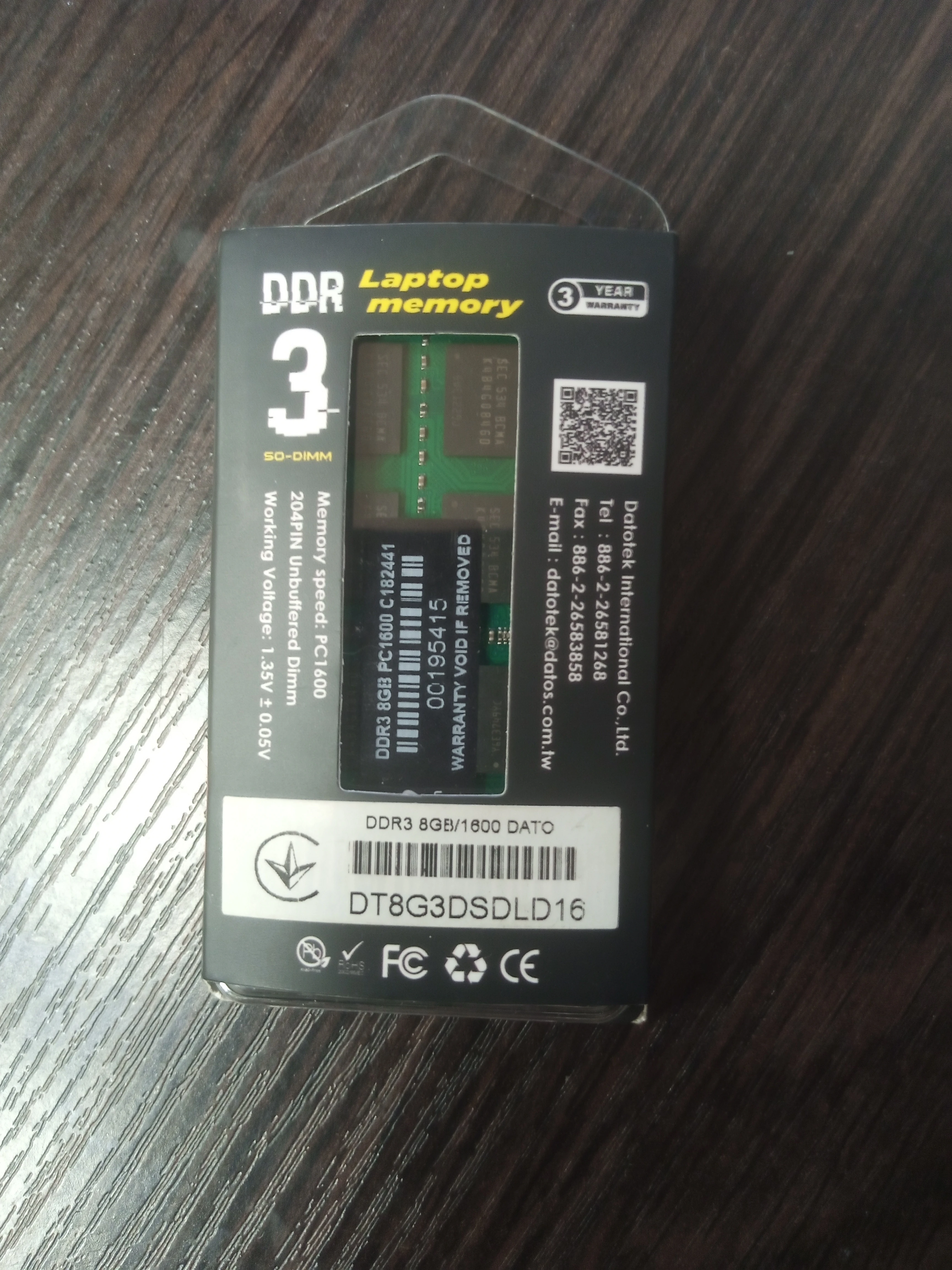 Модуль пам’яті Dato DDR3 8GB 1600MHz